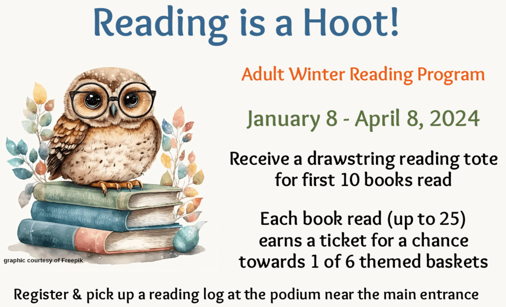 Reading is a Hoot! (Adult Winter Reading Program) Bossard Memorial